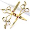 6 inch 440c purple professional hairdressing scissors barber shop hairdresser hair cutting and thinning tool (Full set) (6 inch 3PC-B) view 1