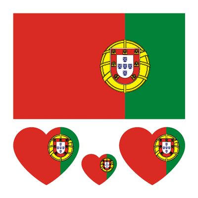 10 Sheets Portugal Flag 2022 World Cup Temporary Face Tattoos Stickers40 Pcs Football National Flag Removable Fake Tattoos, For Men Kids Women (Portugal)
