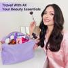 DANCOUR Large Makeup Bag Nylon Toiletry Cosmetic Pouch Travel Organizer Makeup Case Purple Makeup Bag for Women Cosmetic Travel Bag view 2