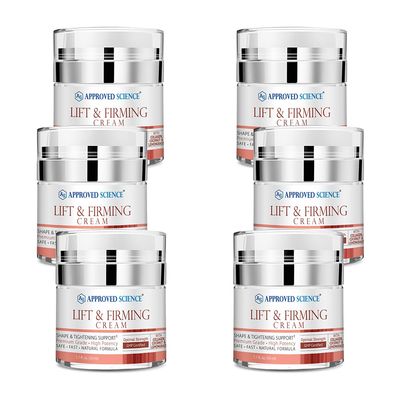 Approved Science Lift and Firming Cream - Enhance, Tighten, Plump, Nourish Bust and Bum - Paraben and Soy Free - Natural Fragrance - 1.7 Fl Oz. - Pack of 6