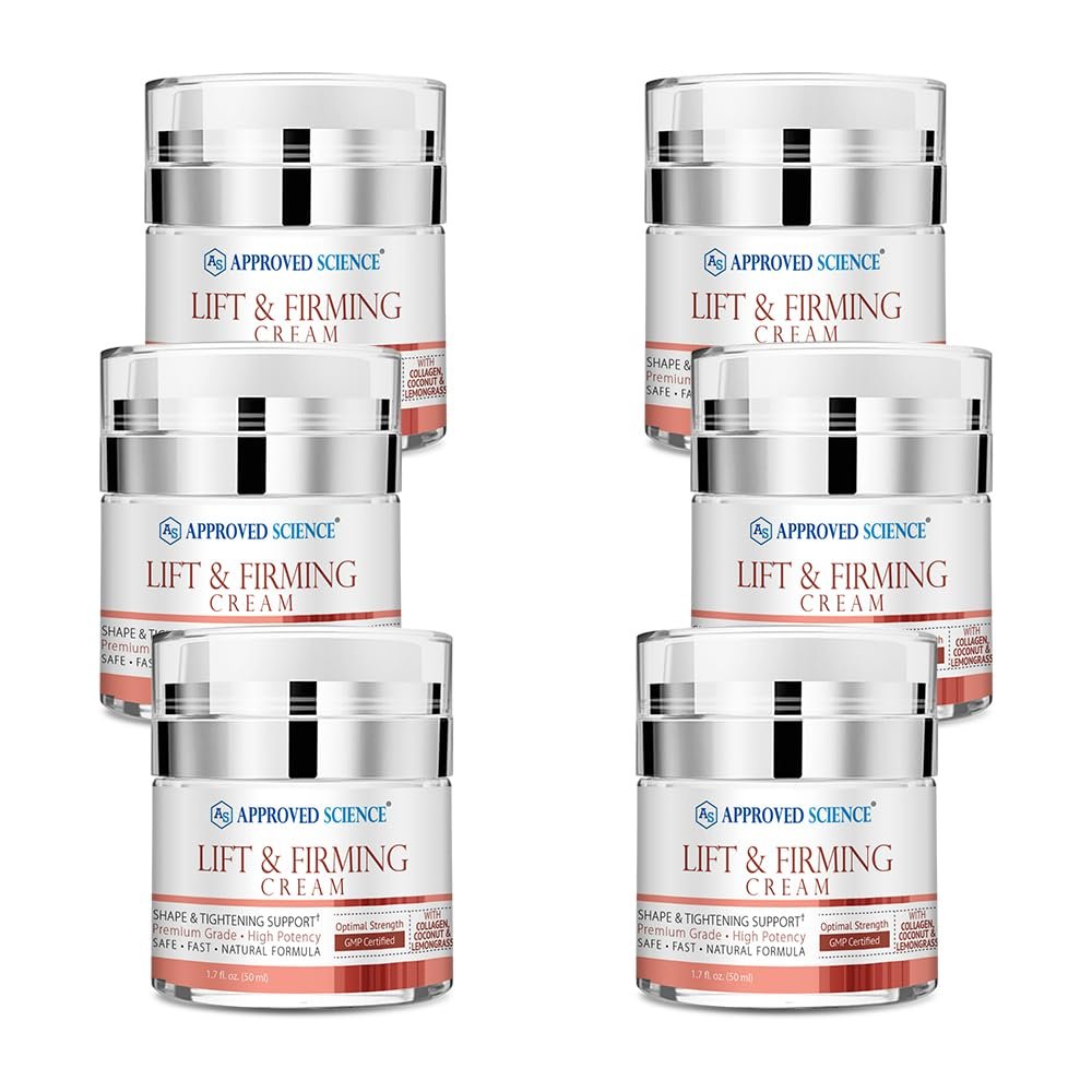 Approved Science Lift and Firming Cream - Enhance, Tighten, Plump, Nourish Bust and Bum - Paraben and Soy Free - Natural Fragrance - 1.7 Fl Oz. - Pack of 6