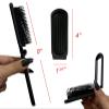 ALAZCO Folding Hair Brush With Mirror Compact Pocket Size Travel Car Gym Bag Purse Locker Swimming Camping Sleepover Gift and more (2 Black) view 2