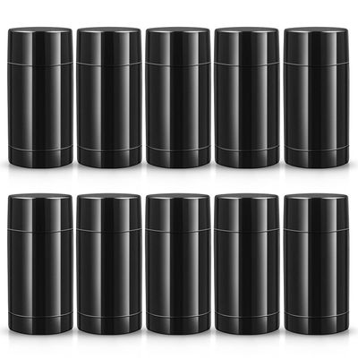10 Pack 1 Oz /30ml Plastic Deodorant Containers,Empty Round Deodorant Tube Bottles Bottom Refilling & Twist Up Stick for Deodorant,Lip balm,Lipstick,Homemade Solid Perfume,DIY Butter Stick,Black