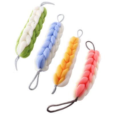 Beavorty 4pcs Dual Color Exfoliating Back Scrubber for and Bath Shower Strip Gentle Body Cleanser for Smooth Skin and Circulation Lemon
