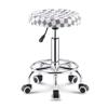 ZHOUXIAO Modern Round Stool Rolling Swivel Bar Stool On 5 Wheels, Counter Stools Massage Salon Spa Facial Stool, Adjustable Height PU Leather Stool Shop Stool with Footrest White view 1