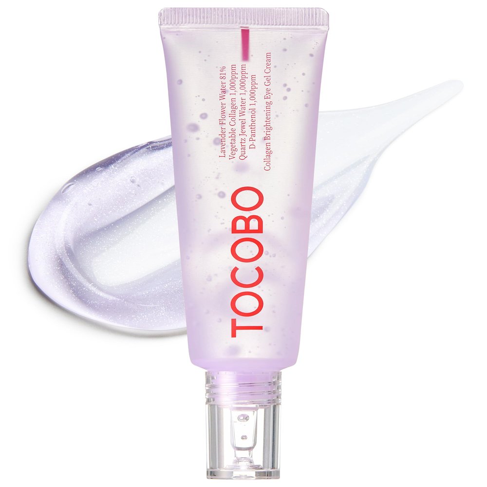 Collagen Brightening Eye Gel Cream  Korean Vegan Under Eye Treatment for Dark Circles & Puffy Eyes  Lightweight, Hydrating Formula with Niacinamide & Lavender  Brightens Fine Lines, 1oz