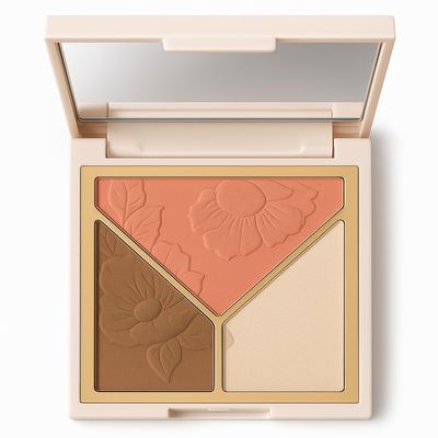 3-in-1 Highlighter Makeup Palette  Contour, Blush & Glow Kit with Matte & Shimmer Finish  Silky Pressed Powder for Face, Cheekbones, Eyes  Long-Lasting, Waterproof, Cool Toned, Travel-Friendly
