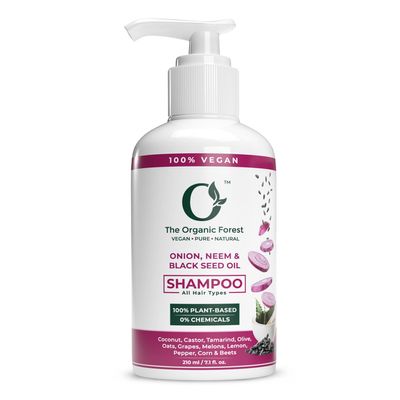 100% Plant Based and Organic Onion Shampoo for Hair Growth & Hair Thickening Infused with Neem Oil and Black Seed Oil | Shampoo de Cebolla | Vegan, Herbal and Sulfate Free