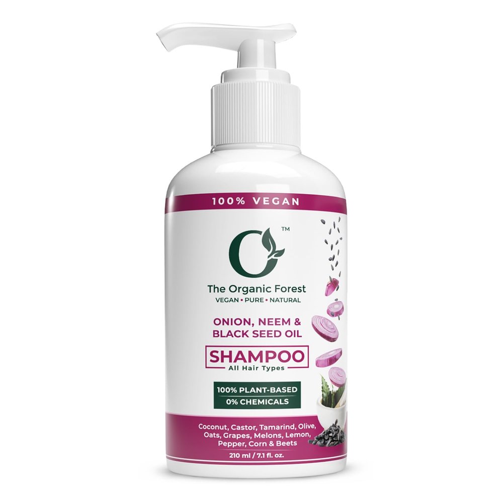 100% Plant Based and Organic Onion Shampoo for Hair Growth & Hair Thickening Infused with Neem Oil and Black Seed Oil | Shampoo de Cebolla | Vegan, Herbal and Sulfate Free
