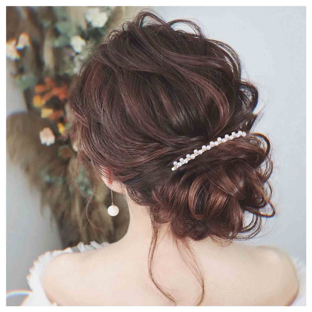 Allereyae Pearl Hair Comb Barrette Pearl Hair Barrette Comb Faux Pearl Wedding Headpieces French Pearl Head Comb Clip Decorative Headwear Bride Hair Accessories for Women