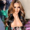 1B27 Colored Highlight Blonde 13x6 HD Transparent Lace Front Human Hair Body Wave Wig for Black Women With Baby Hair Pre Plucked Brazilian Remy Hair Bleached Knots Glueless Wig 150% Density 24 Inch view 3