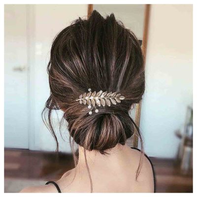 Allereyae Vintage Leaf Hair Comb Barrette Pearl Hair Comb Metal Leaf Headpiece Greek Goddess Hair Comb Decorative Headwear Hair Accessories for Women