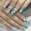 3D Acrylic Flower Nail Art Charms Handmade by Acrylic Powder - 15 colors, 24pcs Flowers Nail Rhinestones Kit 3D Crystal Nail Pearls Flat Design Acrylic Nail Art for Women Girls (BLue) view 2