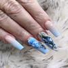 3D Acrylic Flower Nail Art Charms Handmade by Acrylic Powder - 15 colors, 24pcs Flowers Nail Rhinestones Kit 3D Crystal Nail Pearls Flat Design Acrylic Nail Art for Women Girls (BLue) view 4