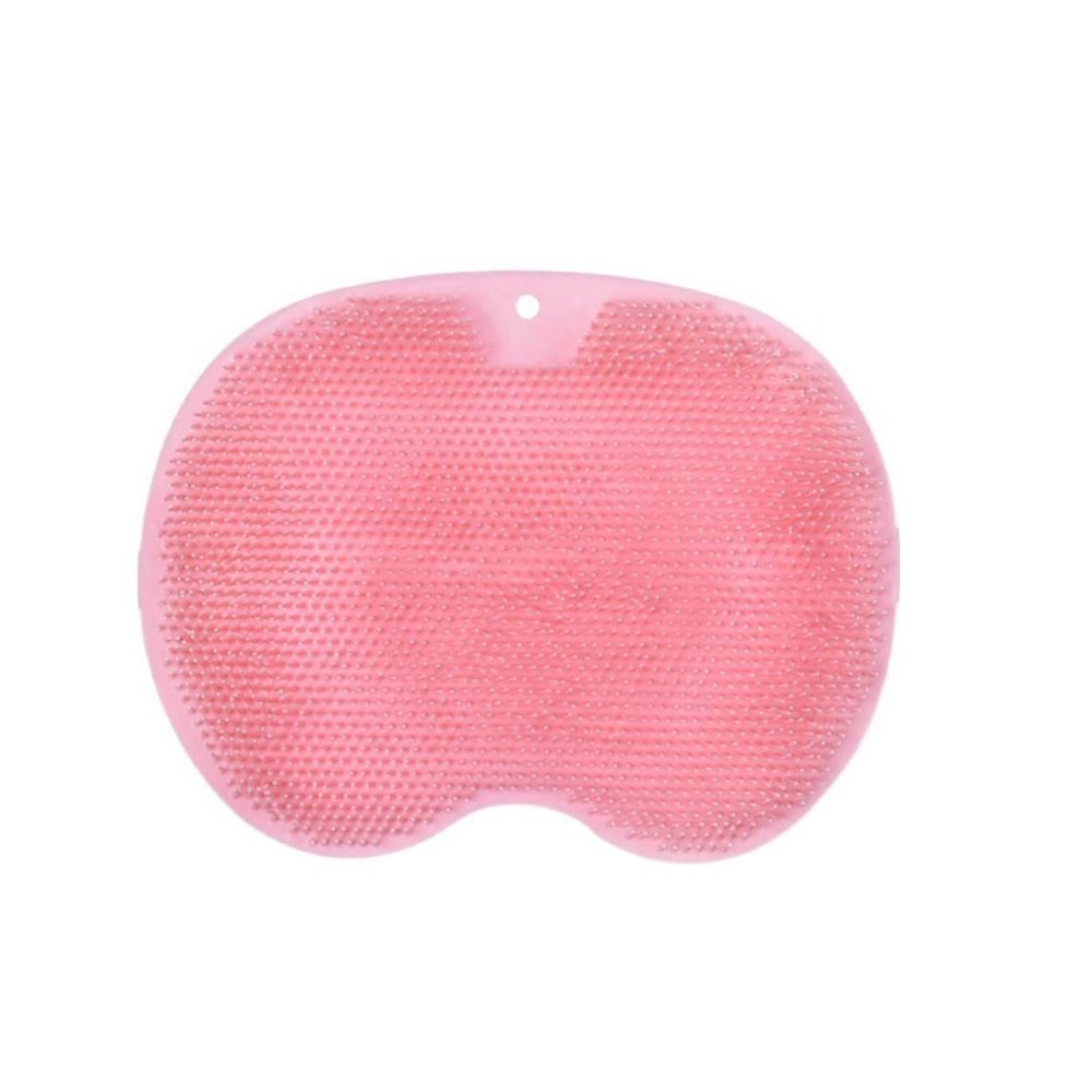 Shower Shower Foot & Back ScrubberNew Wall Mounted Back Scrubber, Silicone Bath Massage Cushion Brush with Suction CupsBathroom Wash Foot Mat Exfoliating Dead Skin Foot Brush (Pink)