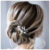 Allereyae Crystal Pearl Wedding Hair Comb Barrette Rhinestone Pearl Flower Hair Comb Barrette Silver CZ Flower Bling Bridal Headpieces French Pearl Head Comb Bride Hair Accessories for Women and Girls view 1