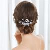Allereyae Crystal Pearl Wedding Hair Comb Barrette Rhinestone Pearl Flower Hair Comb Barrette Silver CZ Flower Bling Bridal Headpieces French Pearl Head Comb Bride Hair Accessories for Women and Girls view 2
