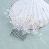 Allereyae Crystal Pearl Wedding Hair Comb Barrette Rhinestone Pearl Flower Hair Comb Barrette Silver CZ Flower Bling Bridal Headpieces French Pearl Head Comb Bride Hair Accessories for Women and Girls view 4