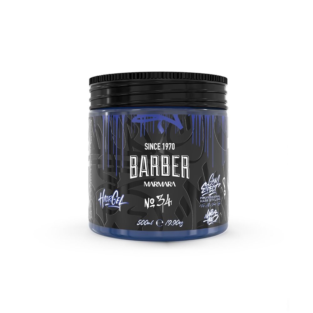 barber marmara No 34 Hair Styling Gel for Men Strong Hold, Long-Lasting Volume, No Residue, Style Wet Or Dry Masculine Fresh Barber Quality Finish 16.9 fl oz