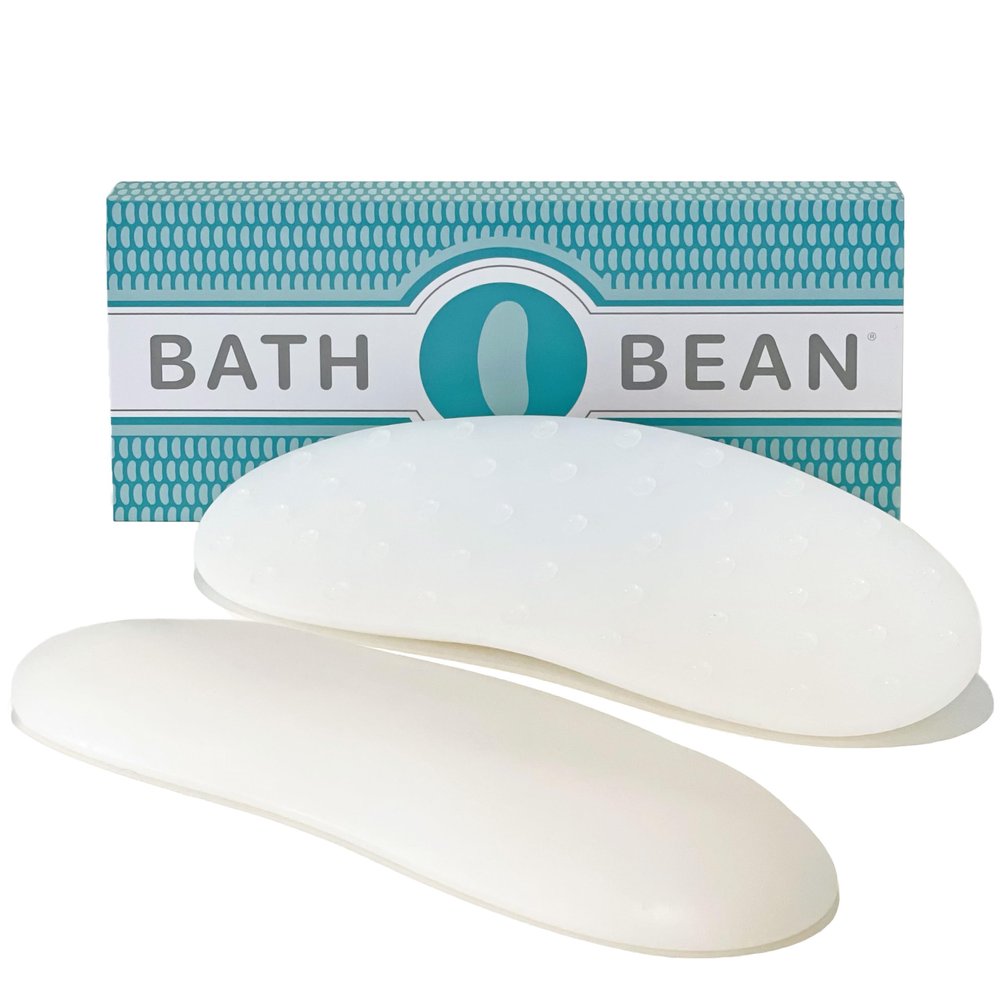 Bath Bean Luxury Body Stopper, Anti-Slip Spa Accessory, Holds Reclined Position in Bath, Bathe Comfortably Hands Free, and Keep Your Hair Dry. Recline, Relax, Stay Put