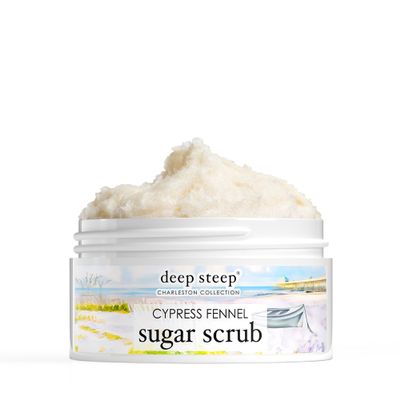 Deep Steep Sugar Scrub, Cypress Fennel (The Folly Pier), 8 oz Exfoliating Body Scrub with Organic Coconut Oil, Shea Butter & Argan Oil Vegan, Clean Beauty, Smooth, Soft & Nourished Skin