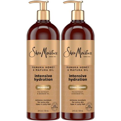 Shea Moisture Shampoo & Conditioner Set Intensive Hydration Hair Care Formulas with Manuka Honey & Mafura Oil for Extra Dry, Damaged Hair, 24 Oz Ea