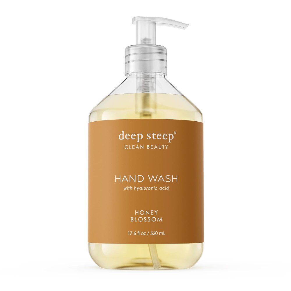 Deep Steep Liquid Hand Wash, Honey Blossom, 17.6 oz Moisturizing Cleanser with Olive Oil, Aloe Vera, Glycerin & Hyaluronic Acid Vegan, Clean Beauty, Soft & Nourished Hands