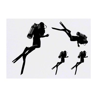 Azeeda 4 x 'Scuba Diver' Temporary Tattoos - Water Resistant, Skin-Safe, Non-Toxic Transfers, Mixed Sizes (TO00006777)