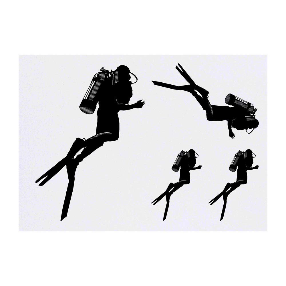 Azeeda 4 x 'Scuba Diver' Temporary Tattoos - Water Resistant, Skin-Safe, Non-Toxic Transfers, Mixed Sizes (TO00006777)