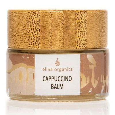 Elina Organics Cappuccino Balm .5oz Natural Lip, Eye & Face Moisturizer for Dry Skin Coffee-Infused Shea Butter Balm with Aloe Vera & Vitamin E Anti-Aging, Hydrating & Protective Skincare