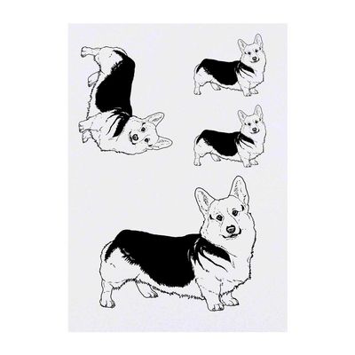 Azeeda 4 x 'Welsh Pembroke Corgi' Temporary Tattoos - Water Resistant, Skin-Safe, Non-Toxic Transfers, Mixed Sizes (TO00041949)