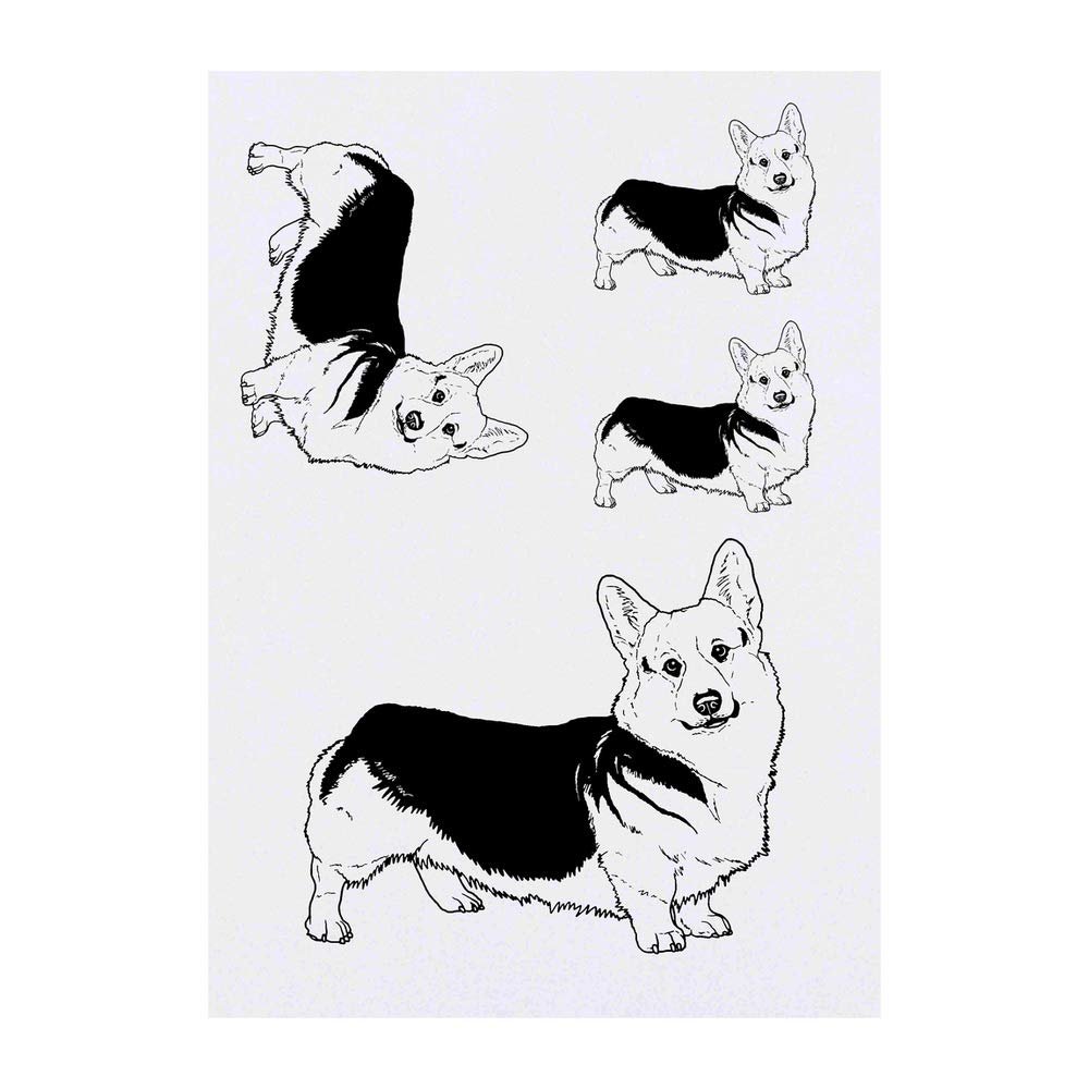 Azeeda 4 x 'Welsh Pembroke Corgi' Temporary Tattoos - Water Resistant, Skin-Safe, Non-Toxic Transfers, Mixed Sizes (TO00041949)