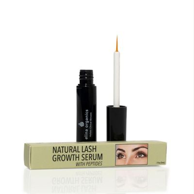Elina Organics Natural Lash Growth Serum, 0.17oz  Peptide-Infused Eyelash & Eyebrow Enhancer with Myristoyl Pentapeptide-17  Organic, Vegan