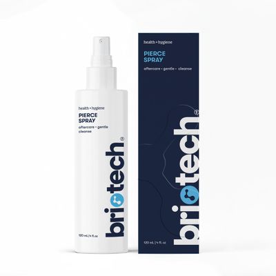BRIOTECH Pierce Spray, Hypochlorous Acid, Gentle Piercing Aftercare, Calm Redness & Itch, Reduce Bumps, HOCl Saline Spray, Contact Free, No Rinse or Residue, Alcohol Free, 4 fl oz