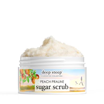 Deep Steep Sugar Scrub, Peach Praline (The Old Village), 8 oz  Exfoliating Body Scrub with Organic Coconut Oil, Shea Butter & Argan Oil  Vegan, Clean Beauty, Smooth, Soft & Nourished Skin