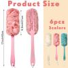 Mimorou 6 Pcs Loofah with Handle 17 Inch Long Handle Back Loofah for Shower, Loofah on a Stick for Men Women Elderly, Soft Bath Body Brushes Exfoliating Scrub Cleaning Luffa for Bathing, 3 Colors view 2