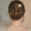Chinese Metal Flower Pearl Chopsticks Hair Clip Chignon Pin Hair Decor Hairpin Hair Stick for Women and Girls - White Floral Design view 1