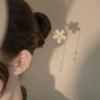 Chinese Metal Flower Pearl Chopsticks Hair Clip Chignon Pin Hair Decor Hairpin Hair Stick for Women and Girls - White Floral Design view 3