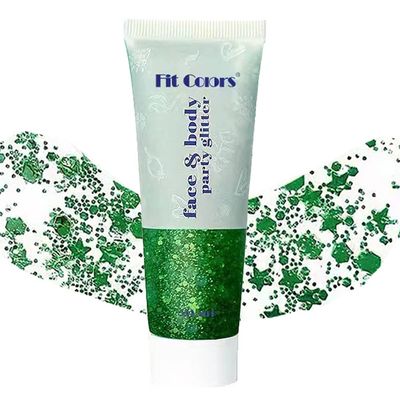 Yeweian St Patrick's Day Green Body Glitters, Face Glitter Gel Mermaid Sequins Holographic Chunky Glitter, Lip Eye Hair Body Makeup, Liquid Eyeshadow Festival Rave Accessories, 50g