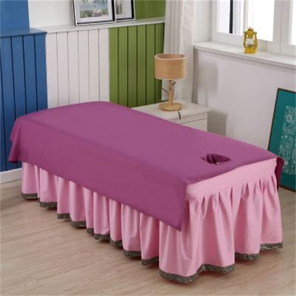 Beauty Bed Sheet Cover Breathable SPA Massage Table Cover Mat Pure Color Beauty Salon Massage SPA Center Bed Sheets Anti-slip Beauty Bed Sheet Cover Cotton Washable With Face Hole-D 39x79inch(100x200c