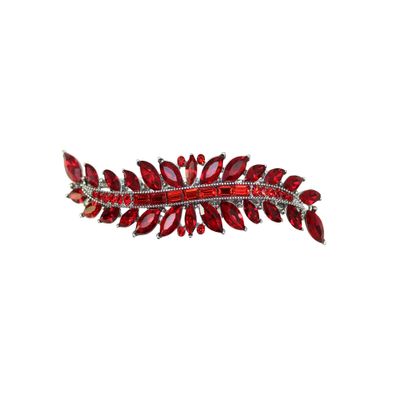 Faship Gorgeous Red Marquise Rhinestone Crystal Floral Small Hair Barrette