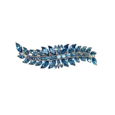 Faship Gorgeous Navy Blue Marquise Rhinestone Crystal Floral Small Hair Barrette