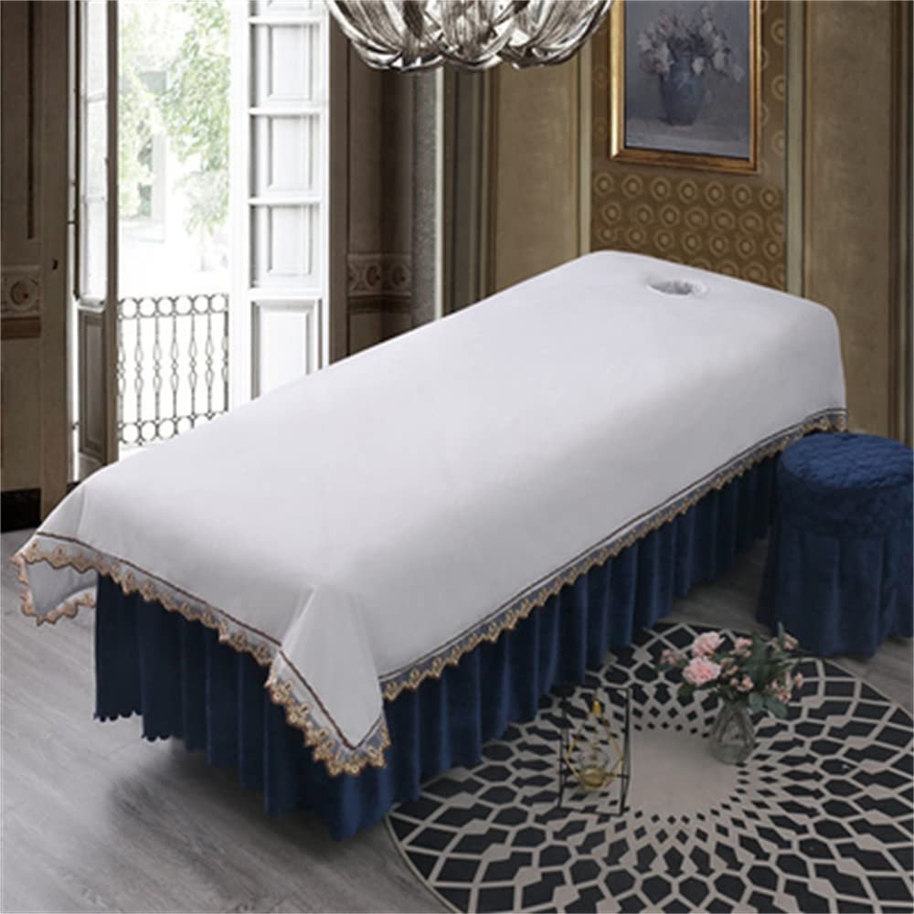 Protective Massage Table Bed Cover Oil-resistant Salon Bed Sheet Cover Waterproof SPA Salon Table Cover Reusable Massage Table Sheet Set Fully Wrap Around Sides For Beauty Salonspa-B 47x83inch(120x210