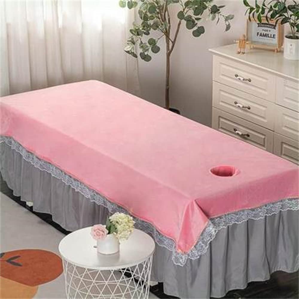 Beauty Salon Spa Massage Table Cloth Breathable Beauty Salon Massage SPA Center Bed Sheets Fully Wrap Around Sides Facial Bed Cover With Face Hole Pure Color For Beauty Salon Spa-J 47x87inch(120x220cm