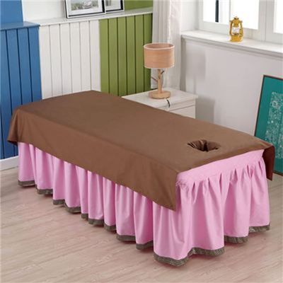 Beauty Bed Sheet Cover Breathable SPA Massage Table Cover Mat Pure Color Beauty Salon Massage SPA Center Bed Sheets Anti-slip Beauty Bed Sheet Cover Cotton Washable With Face Hole-E 31x75inch(80x190cm