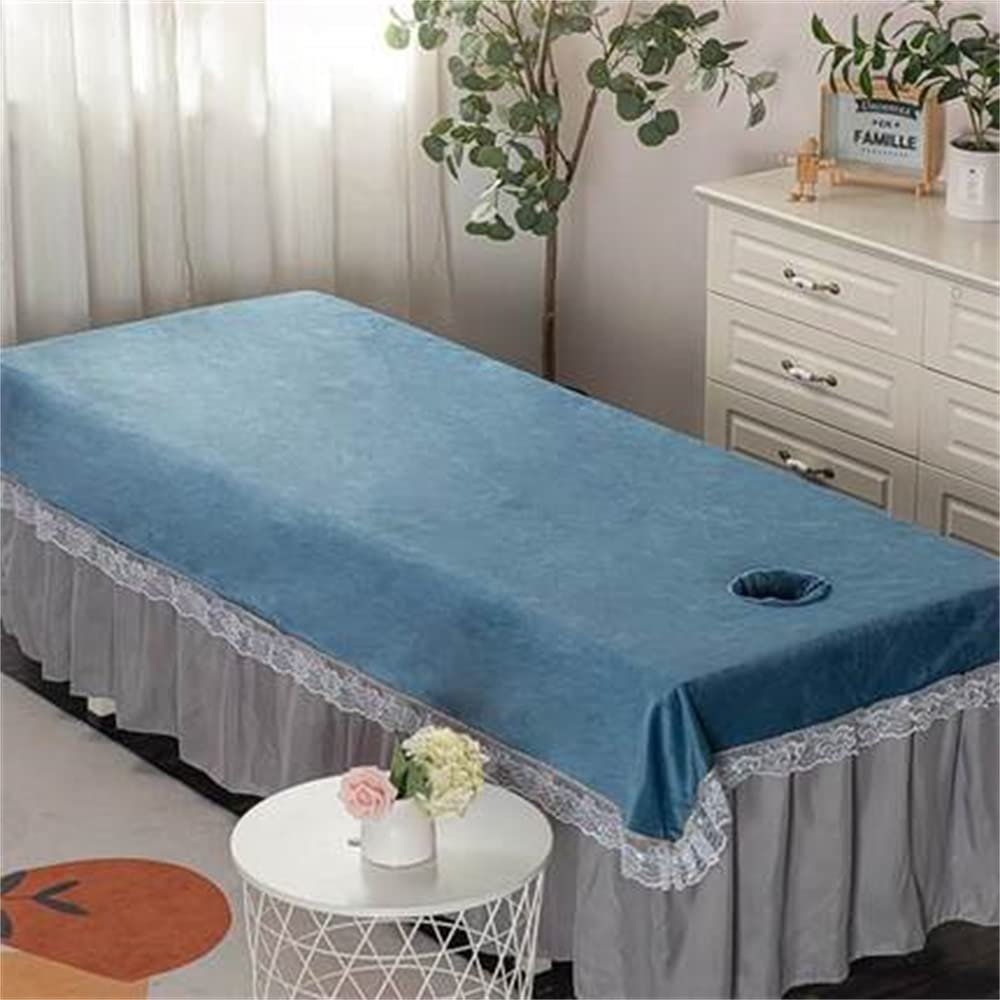Beauty Salon Spa Massage Table Cloth Breathable Beauty Salon Massage SPA Center Bed Sheets Fully Wrap Around Sides Facial Bed Cover With Face Hole Pure Color For Beauty Salon Spa-B 47x87inch(120x220cm