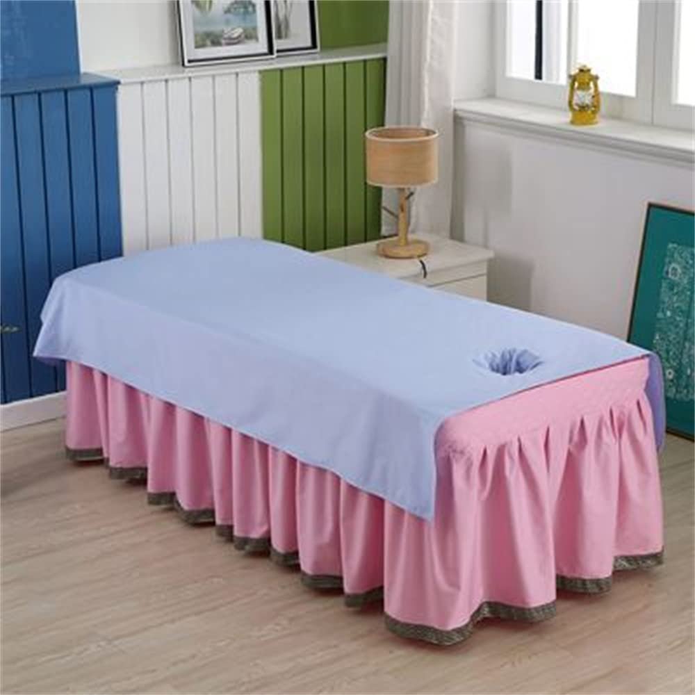 Beauty Bed Sheet Cover Breathable SPA Massage Table Cover Mat Pure Color Beauty Salon Massage SPA Center Bed Sheets Anti-slip Beauty Bed Sheet Cover Cotton Washable With Face Hole-A 31x75inch(80x190cm