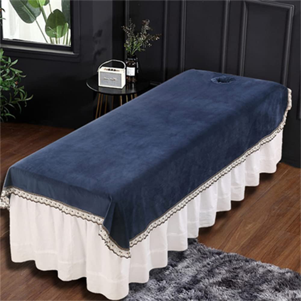Bed Sheet Cover Reusable Massage Table Sheet Set Professional Salon Bed Sheet Soft SPA Salon Table Cover Pure Color Protective Massage Table Bed Cover Oil-resistant With Face Hole-B 47x79inch(120x200c
