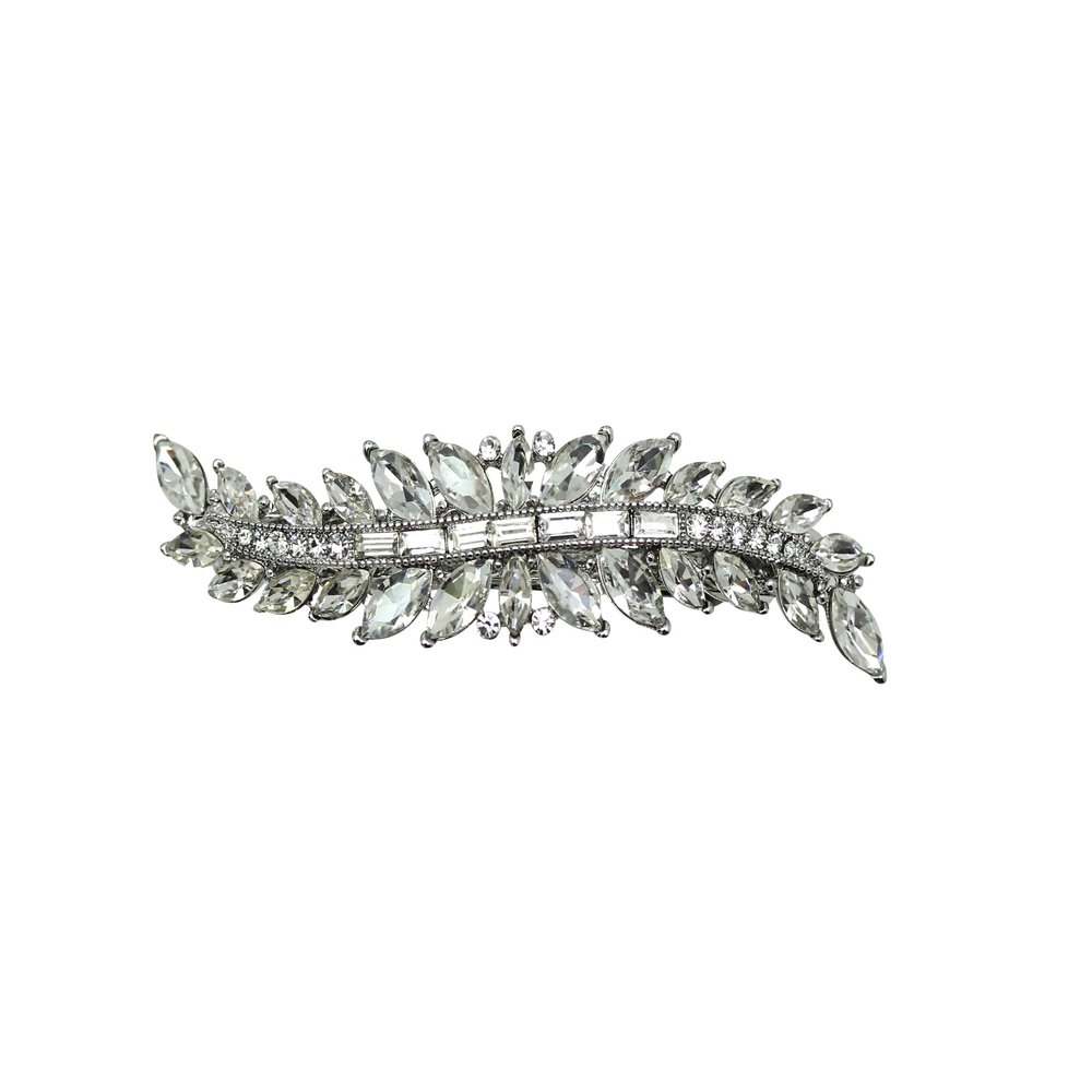 Faship Gorgeous Clear Marquise Rhinestone Crystal Floral Small Hair Barrette