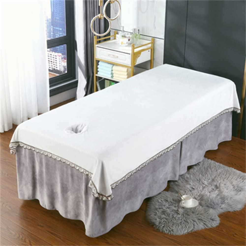 Bed Sheet Cover Reusable Massage Table Sheet Set Professional Salon Bed Sheet Soft SPA Salon Table Cover Pure Color Protective Massage Table Bed Cover Oil-resistant With Face Hole-C 47x79inch(120x200c